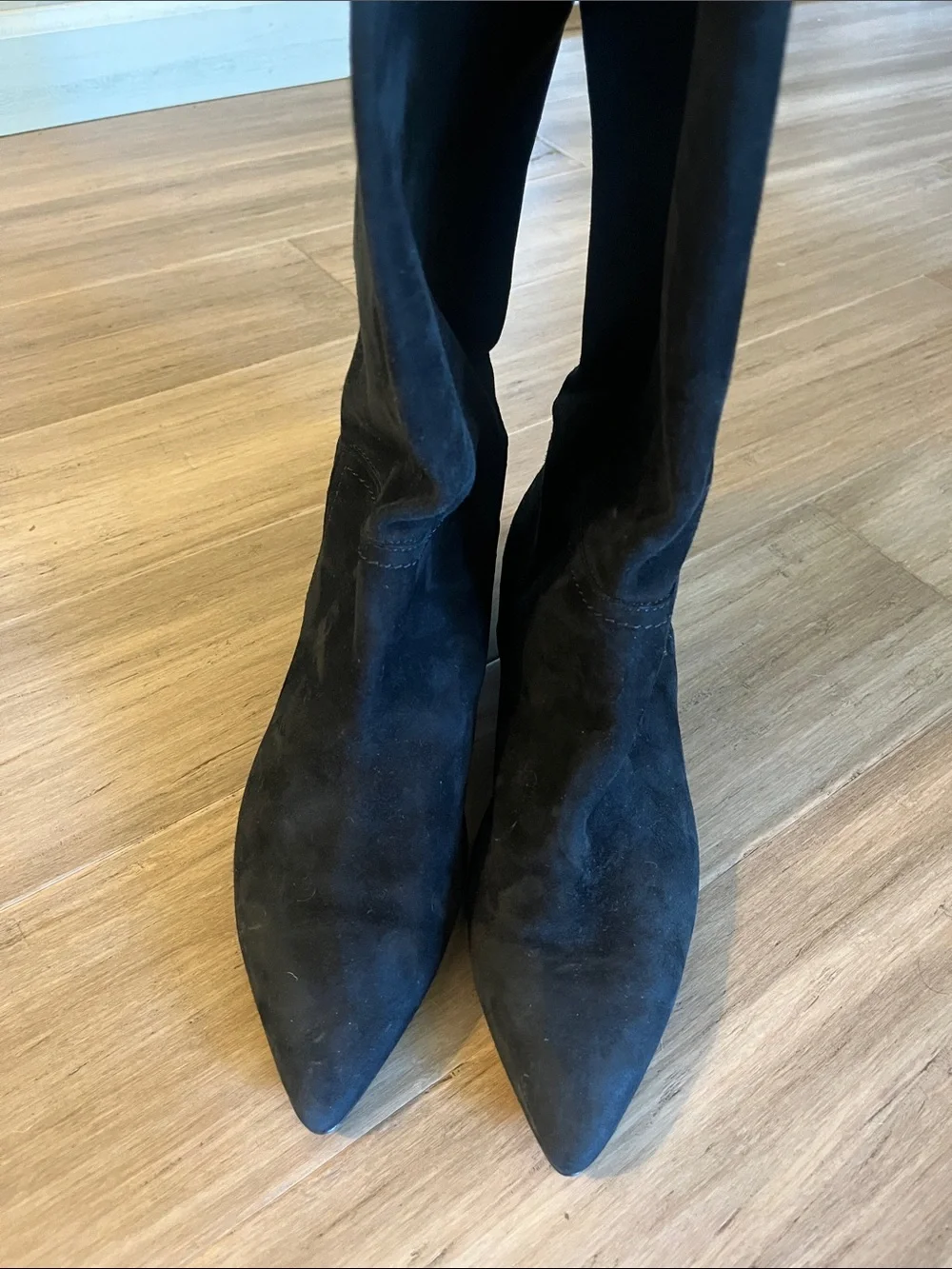AGL Made in Italy Leather Suede Knee High Slouchy Boots Black 37 1/2 Sz 7